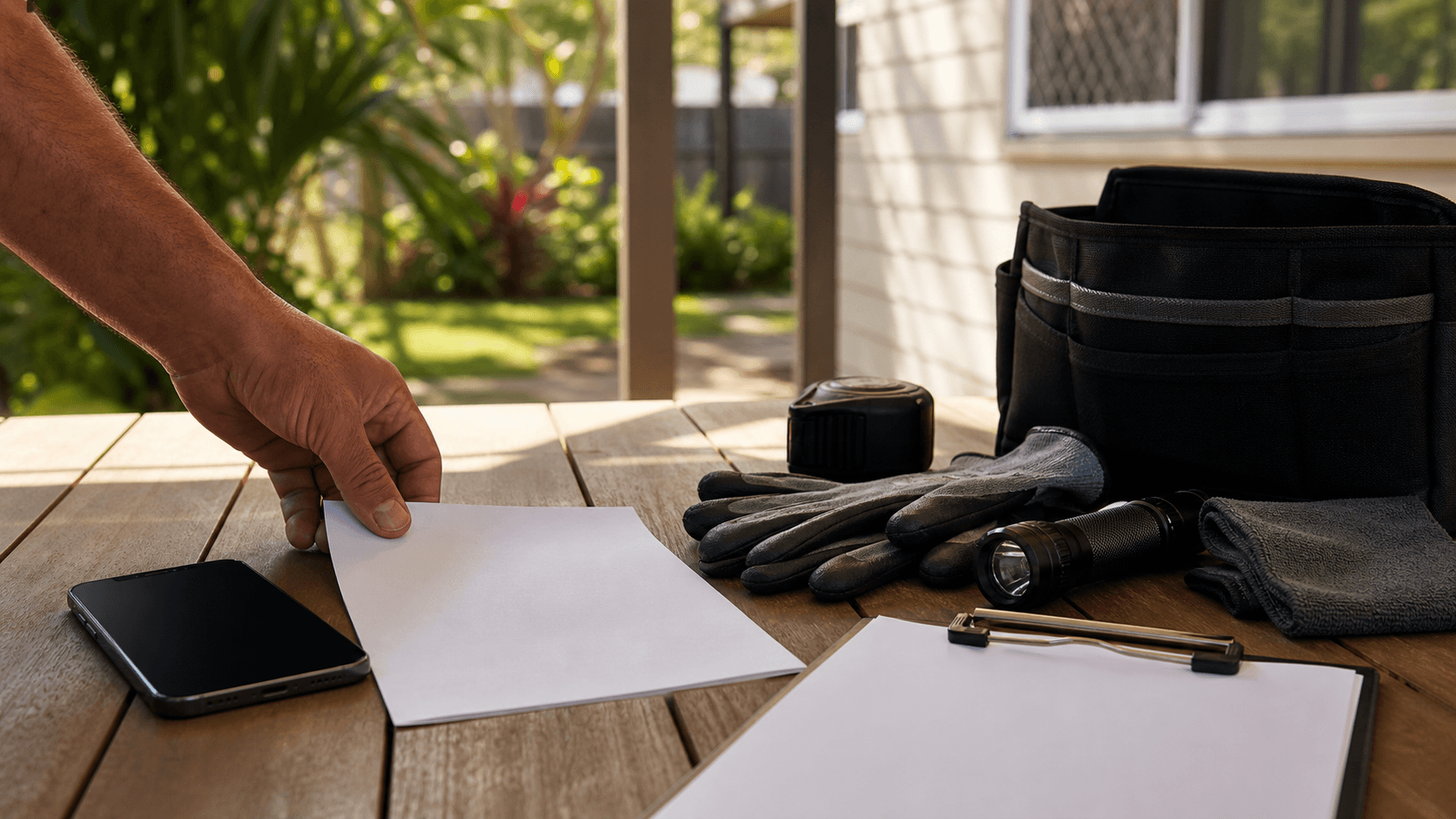 Phone and tools prepared for installation and site service quotes